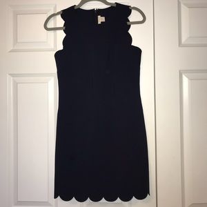 J.CREW NAVY SCALLOPED SHIFT DRESS